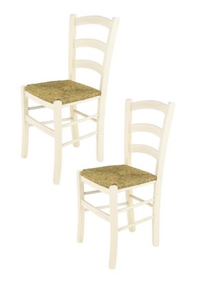 Tommychairs Tommychairs 2 Sillas Venice En Haya Anilina Blanca Y Asiento En Paja