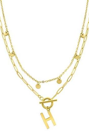 Adornia Initial Pendant Layered Chain Necklace in Gold-H at Nordstrom Rack