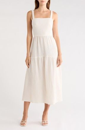 Favorite Daughter The Go-To Cotton Dress in Light Khaki Stripe at Nordstrom, Size X-Large