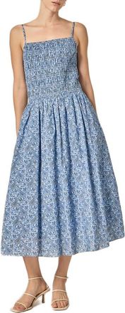 English Factory Paisley Print Smocked A-Line Dress in Navy Multi at Nordstrom, Size X-Small