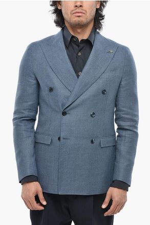 Corneliani CC COLLECTION Linen-Blend Double-Breasted Blazer REWARD size 50