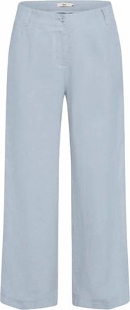 Brax Womens Pure Linen Wide Leg Pant In Vintage Blue