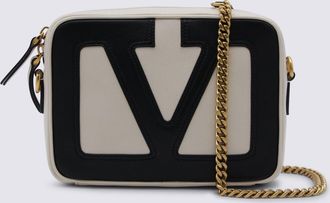 Valentino Garavani White And Black Leather Viva Superstar Crossbody Bag