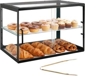 OEM Vitrina De Exhibici&oacute;n De Panader&iacute;a 2 Niveles, Vitrina De Acr&iacute;lica Transparente Para Panader&iacute;a 55 X 38,5 X 39 Cm, Con Puerta Corrediza, Escaparate Para