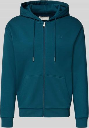 Tom Tailor Denim Regular Fit Sweatjacke aus Baumwoll-Mix in Dunkelgruen, Größe L