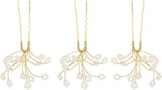 Brides & Hairpins Gracie Set of 3 Imitation Pearl Hair Pins in Gold at Nordstrom