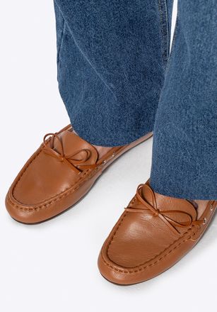 Wittchen Dames Leren Mocassins met Bandje, Bruin, Natuurlijk Leer