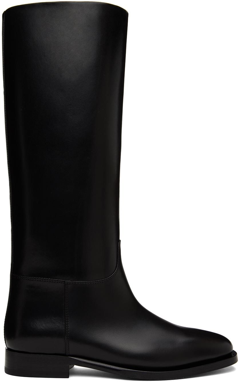 ロングブーツ [The Row] Western Boot in Leather The Row // Black Leather Chunky Zip Front Boot – VSP Consignment