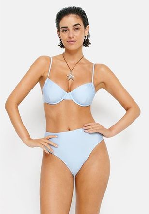 Lascana Womens Shimmer High Waisted Bikini Bottom in Light Blue at Nordstrom, Size 10