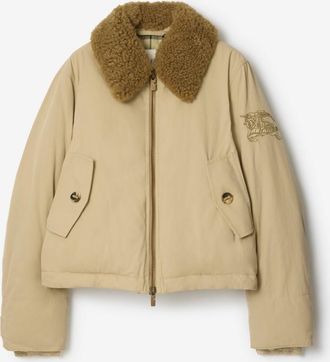 Burberry Shearling Collar Gabardine Jacket
