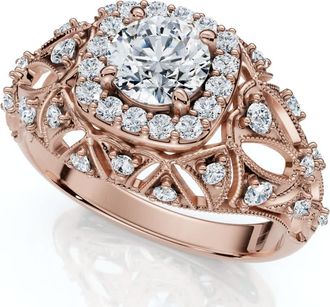 Pompeii3 1 Ct Diamond Vintage Engagement Ring Lab Grown in 14k White Yellow or Rose Gold