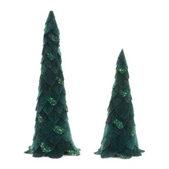 Melrose International Green Beaded Leaf Pine Tree (Set of 2) - Green