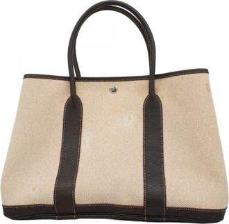 Herm&egrave;s Brown Toile H Tote Bag (Pre-Owned)