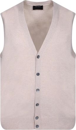 Dell'Oglio Cashmere Vest met V-hals - Heren - Spencers - Beige - L - Truien & Vesten