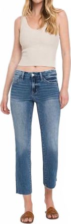Flying Monkey Mid Rise Crop Slim Straight Jeans In Blue