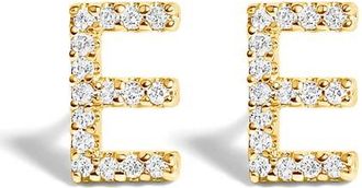 House of Brilliance 10K Gold 1/10 Cttw Diamond Initial A to Z Stud Earring in Yellow Gold | E at Nordstrom
