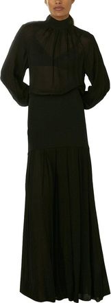 Reiss Octivia Sheer Jersey Woven Dress