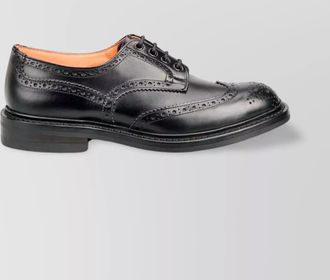 Trickers brogue detailing leather sole round toe shoes