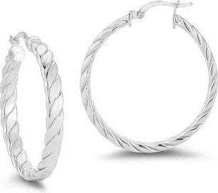 Chloe and Madison Medium Twisted Hoop Earrings in Silver at Nordstrom Rack