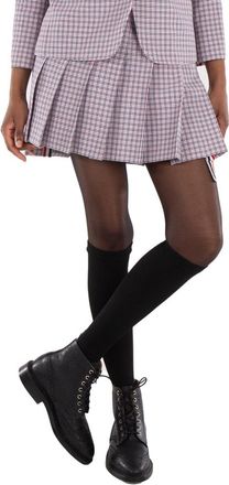 Thom Browne Check-Pattern Pleated Miniskirt, Brand Size 40 (US Size 4)