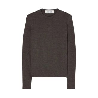 R&oacute;he Fine Wool Crewneck - Dames - Truien - Bruin - Maat: 2XS Wol