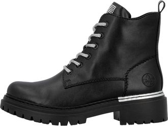 Rieker Pearl Biker Boot - Dames - Veterlaarzen - Zwart - 36 EU - Leer - Schoenen
