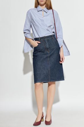 Fendi Shirt With A Striped Pattern, Womens, Light Blue