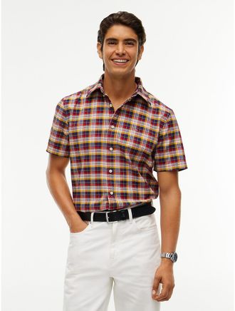 Tommy Hilfiger Mens Regular Fit Plaid Oxford Shirt - Optic White - XXL