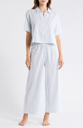 Abound Lightweight Cotton Pajamas in Blue- Blue Juliana Stripe at Nordstrom Rack, Size X-Small