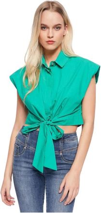 Gaud&igrave; Mouwloze Blouse - Dames - Overhemden - Groen - M - Katoen - Overhemden