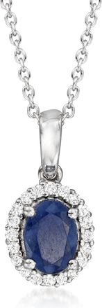 Ross-Simons Sapphire and. White Topaz Pendant Necklace in Sterling Silver