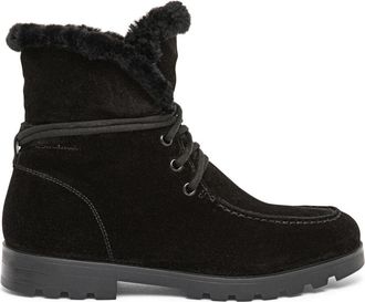 Santoni Su&egrave;de Enkelboot met Bont - Dames - Winterlaarzen - Zwart - 36 1/2 EU - Su&egrave;de - Schoenen