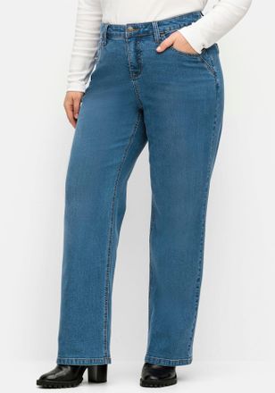 Sheego 5-Pocket-Jeans SHEEGO, Damen, Gr. 40, Normalgr&ouml;ssen, blau (blau denim), 99% Baumwolle, 1% Elasthan, unifarben, lang, Jeans 5-Pocket-Jeans