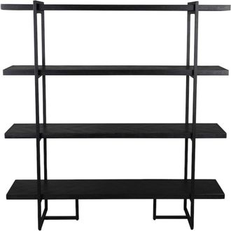 Dutchbone Estantería de madera y acero negro con 4 estantes