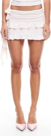 Lioness Rendezvous Ruffle Miniskirt in Blush at Nordstrom, Size X-Large