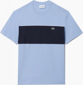 Lacoste Mens Lacoste Mens Blue Colour Block Cotton T-shirt - Size: 46/48