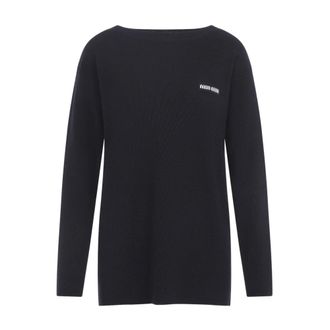 Miu Miu Truien & Vesten, Dames, Blauw, M, Wol, Trui met boothals