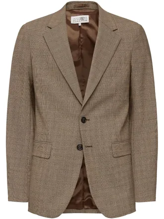 Maison Margiela tartan-pattern blazer - men - Polyester/Virgin Wool/Spandex/Elastane - 48 - Brown