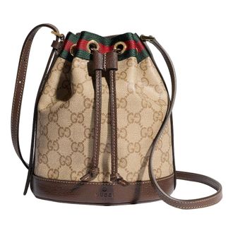Gucci (WMNS) Gucci Mini Bucket Bag with Web Sand Dark Brown 876060-FAF8R-8547
