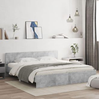 vidaXL Vidaxl - Estructura De Cama Con Cabecero Gris Hormig&oacute;n 160x200 Cm