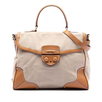 Prada Canvas Cinghiale Trimmed Canapa Top Handle Bag