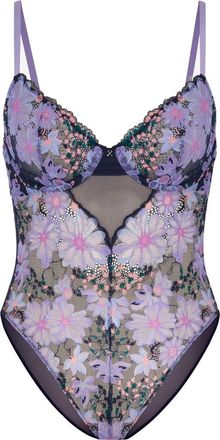 Savage x Fenty Fleur Fantasy Underwire Teddy in Dark And Stormy Blue at Nordstrom, Size X-Small