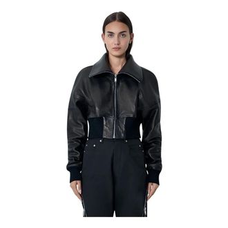 Rick Owens Jassen, Dames, Zwart, S, Leer, Leren Bomberjack