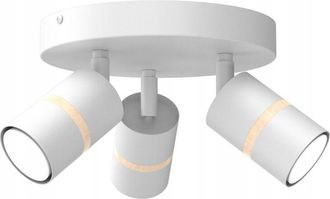 OEM L&aacute;mpara De Techo Led Circular, Orientable 3x Gu10, Madera Blanca