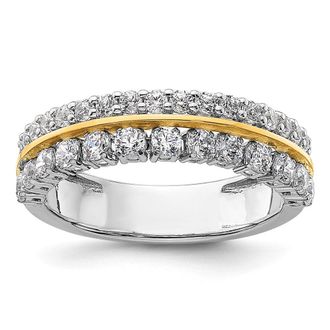 Diamond2Deal 14k Two-tone Lab Grown Diamond Wedding Band Ring 1Ct Clarity- VS Color- G-H
