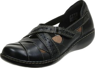Clarks Womens Ashland Spin Q Slip-On Loafer, Black, 8.5 EE - Extra Wide