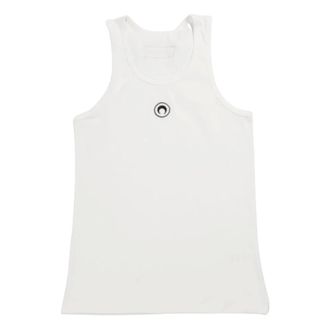 Marine Serre Sleeveless Tops, male, White, Size: XL Cotton Tank Top