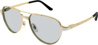 Cartier Sunglasses, male, Yellow, Size: 59 MM Aviator Sunglasses