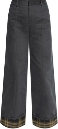 Burberry Wijde pijpen broek - Dames - Wijde Broeken - Grijs - XS - Katoen - Broeken
