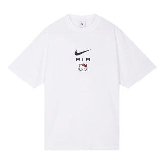 Nike x Hello Kitty Crossover Funny Cartoon Alphabet Pattern Printing Short Sleeve Asia Edition Unisex White DR6075-100